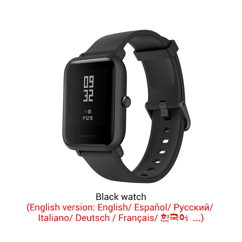 Black Color Смарт-часы Amazfit Bip(GPS, 45 дней без подзарядки), с поддержкой русского языка. Официальная гарантия 1 год - Цвет: Black Color