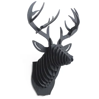 

3D Puzzle Wooden DIY Creative Deer Head Wall-mounted Wood Gift Craft Home Decor Murals Nordic Deer Animal Head Wall Decoration