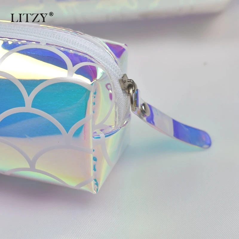 Пенал с фламинго прозрачные чехлы для карандашей лазерным рисунком рыбьей чешуи