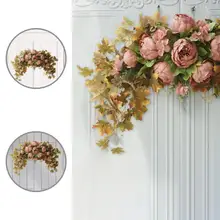 

Faux Silk Flower Great Artificial Wreath DIY Wedding Decor Lightweight Artificial Garland Long Lasting for Living Room