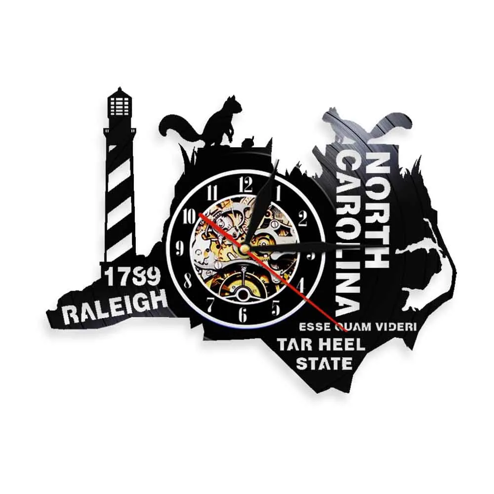 Raleigh Wall Clock North Carolina Skyline Nc State Led Wall Light