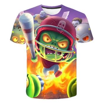

New Summer Boys Tshirts Plants Vs Zombies Wars Children's clothes Cartoon Game Pattern Boys Clothes Kids O-Neck T-shirt 4-14T