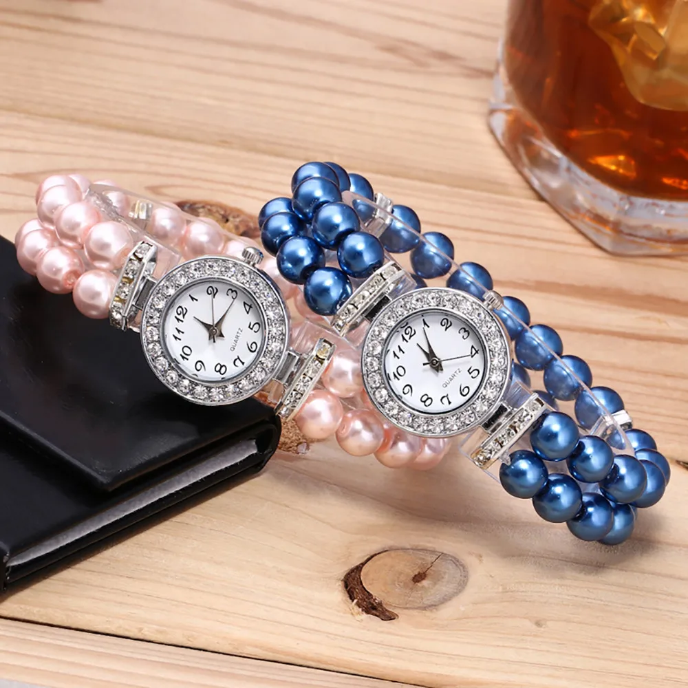 

Exquisite Pearl String Bracelet Watch Women Ladies Fashion Quartz-watch Female Wristwatch Women Female Clock relogio feminino#9