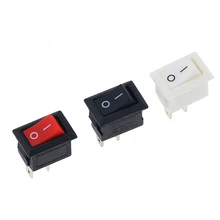 Interrupteur à bouton-poussoir, 2 broches, 3a, 250V, KCD11, 10x15mm, noir, rouge et blanc, 10 pièces