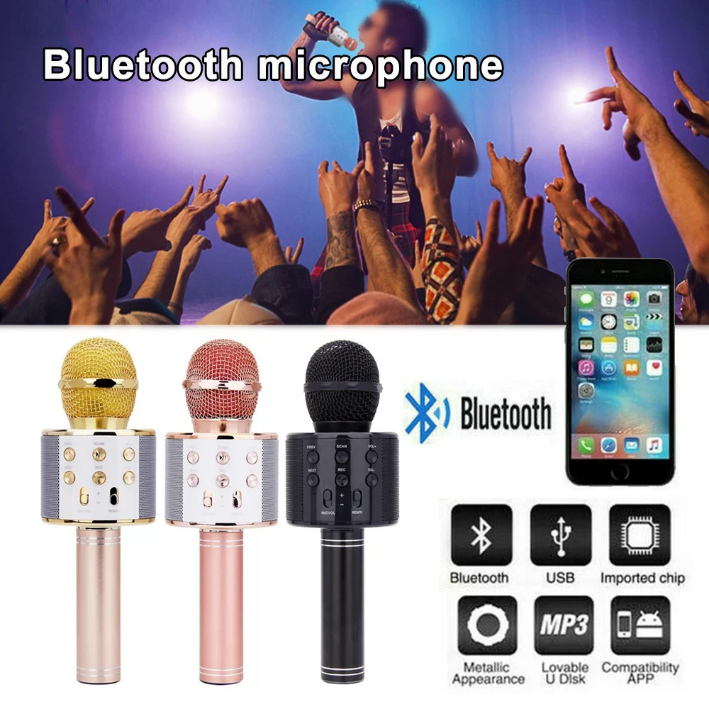 

Karaoke Microphone Speaker Car KTV Chorus Microphone Party Microphone Child Christmas Gift Wireless Bluetooth USB Player 3