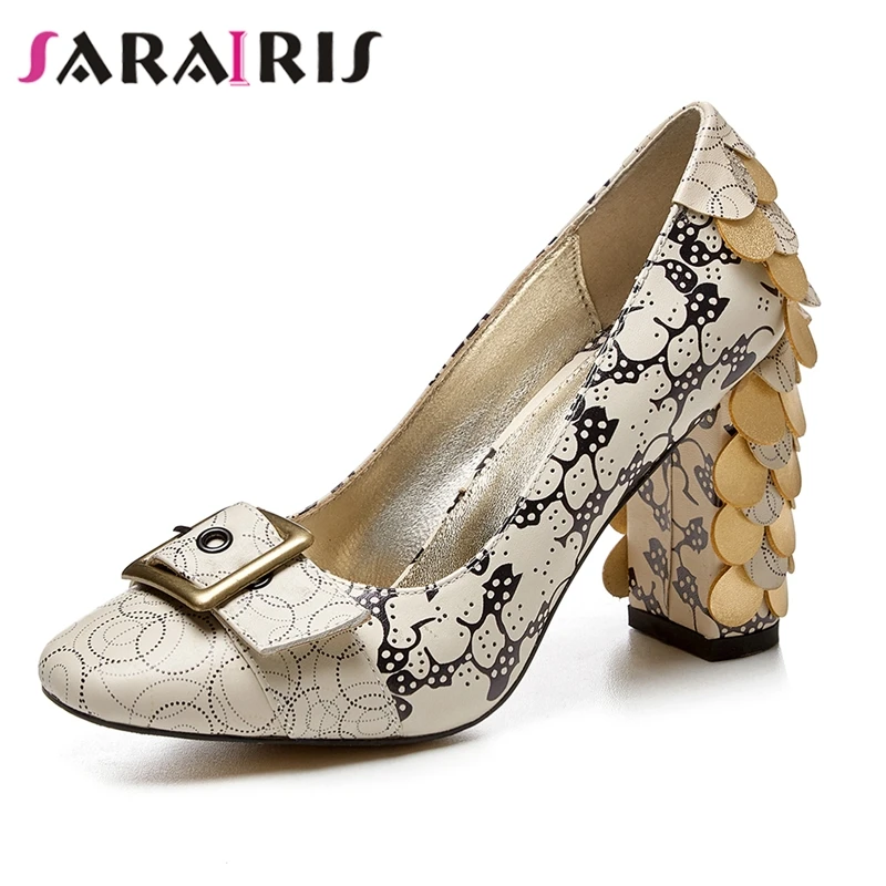 

SARAIRIS Increasing Height Casual Spring Pumps Women Office Platform Pumps Women 34-43 Female Genuine Leather Shoes Woman