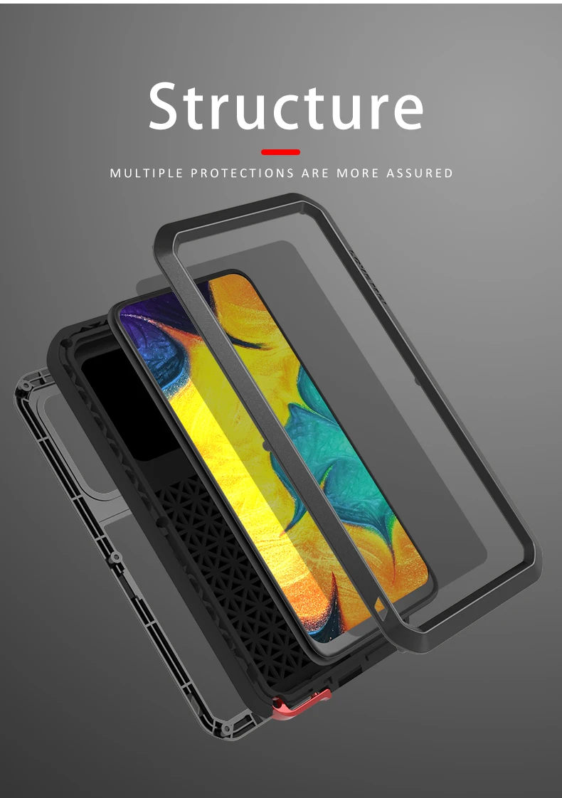 

LOVE MEI For Samsung A30 A30S A50 S A70 S A40s A20 A90 5G A41 A42 A21 A51 Powerful Metal Armor Shock Dirt Proof Water Phone Case
