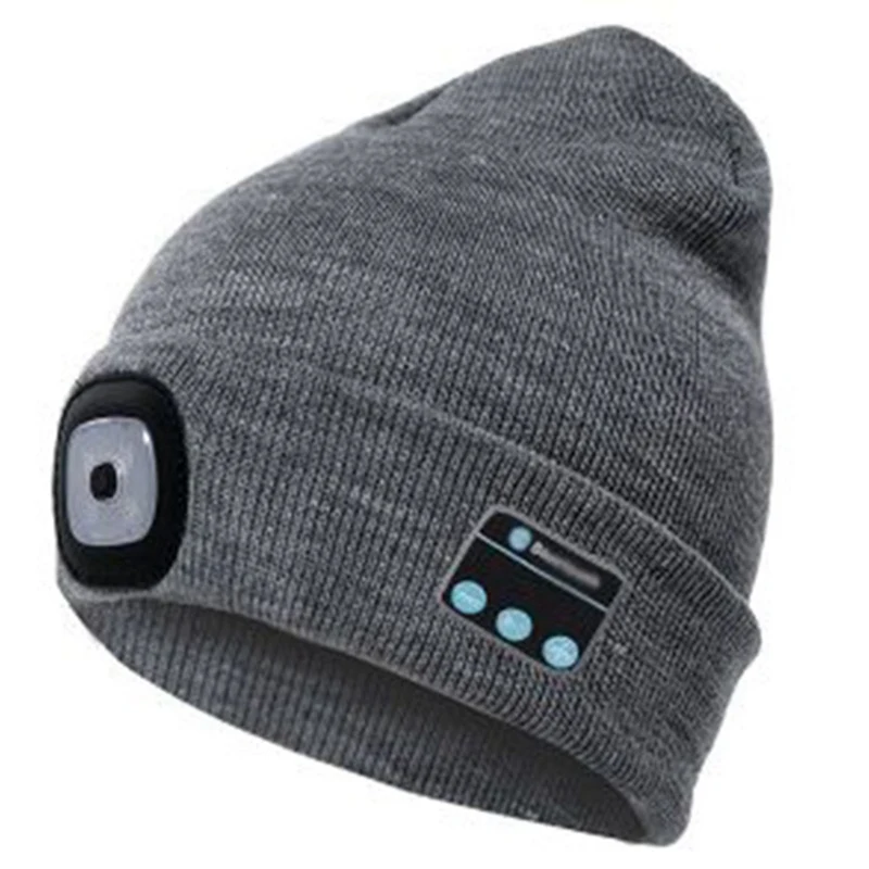 GY Новая зимняя шапка бини Беспроводная Bluetooth шапка наушники гарнитура с светодиодный светильник Handfree - Цвет: GY