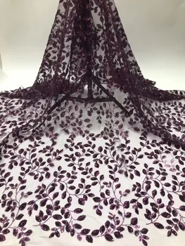 

Nigeria sequined lace fabric French embroidery African lace fabric 2020 high quality lace suitable for wedding fabric D40751