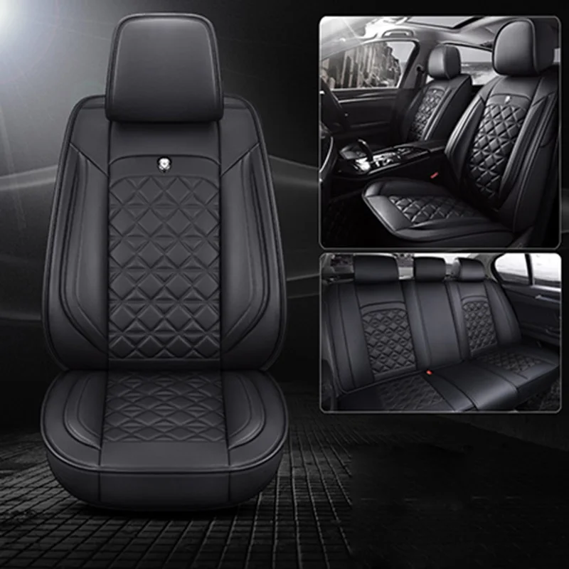 Универсальные роскошные чехлы для сидений автомобиля из искусственной кожи, высокое качество, чехол на заднее сиденье автомобиля, чехол на сиденье автомобиля, защитный чехол для автомобиля - Название цвета: black standard