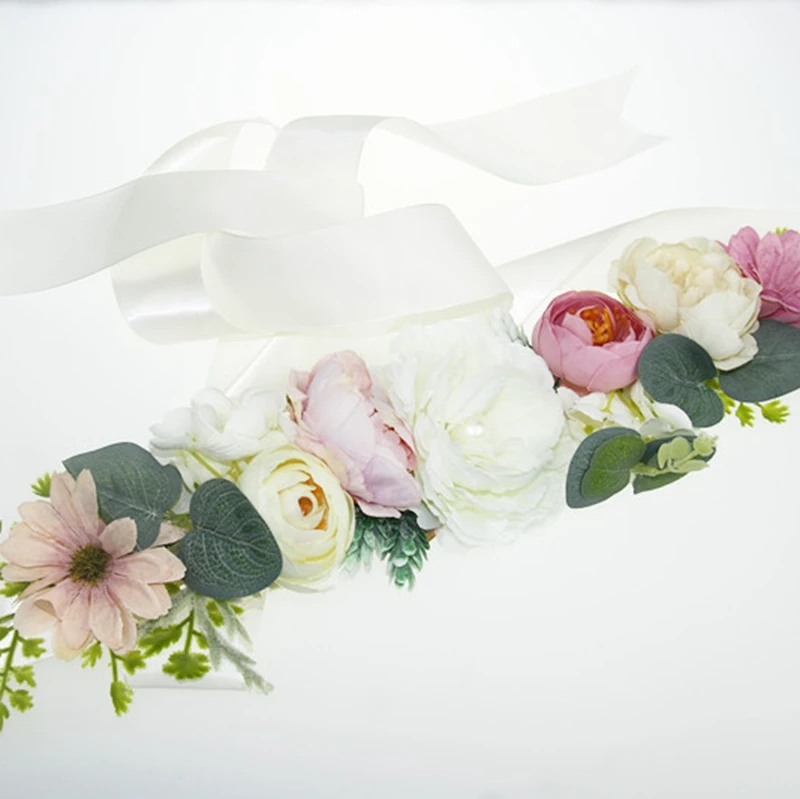 Свадебная мода пояс полиэстер цветочные ремни для женского платья Свадебный Цветочный для девочек пояс атласная лента цветок YYY8077