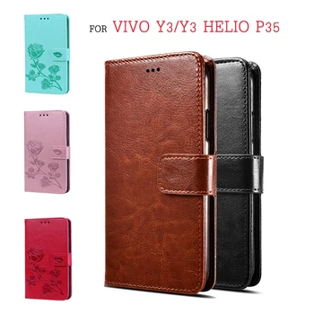 Перейти на Алиэкспресс и купить Чехол-книжка для Vivo Y3 Helio P35, чехол-бумажник для Vivo Y3 standard Edition Premium из искусственной кожи, защитный чехол для телефона