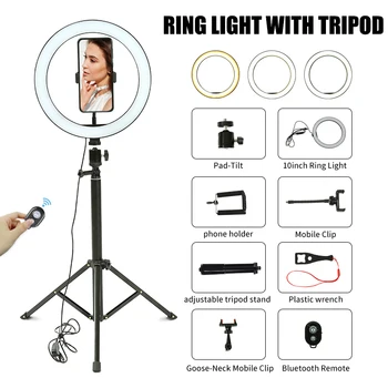 

2020 New Led Ring Light with 150cm Stand for Photograph Live Ring Light with Tripod Make Up Tripod Led (3 Size To Choice)