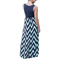 Boho Striped Patchwork Maxi Long Dress Women's Casual Loose Sleeveless Tanks Dresses Plus Size O Neck Summer Robe Femme Vestidos - Image 3