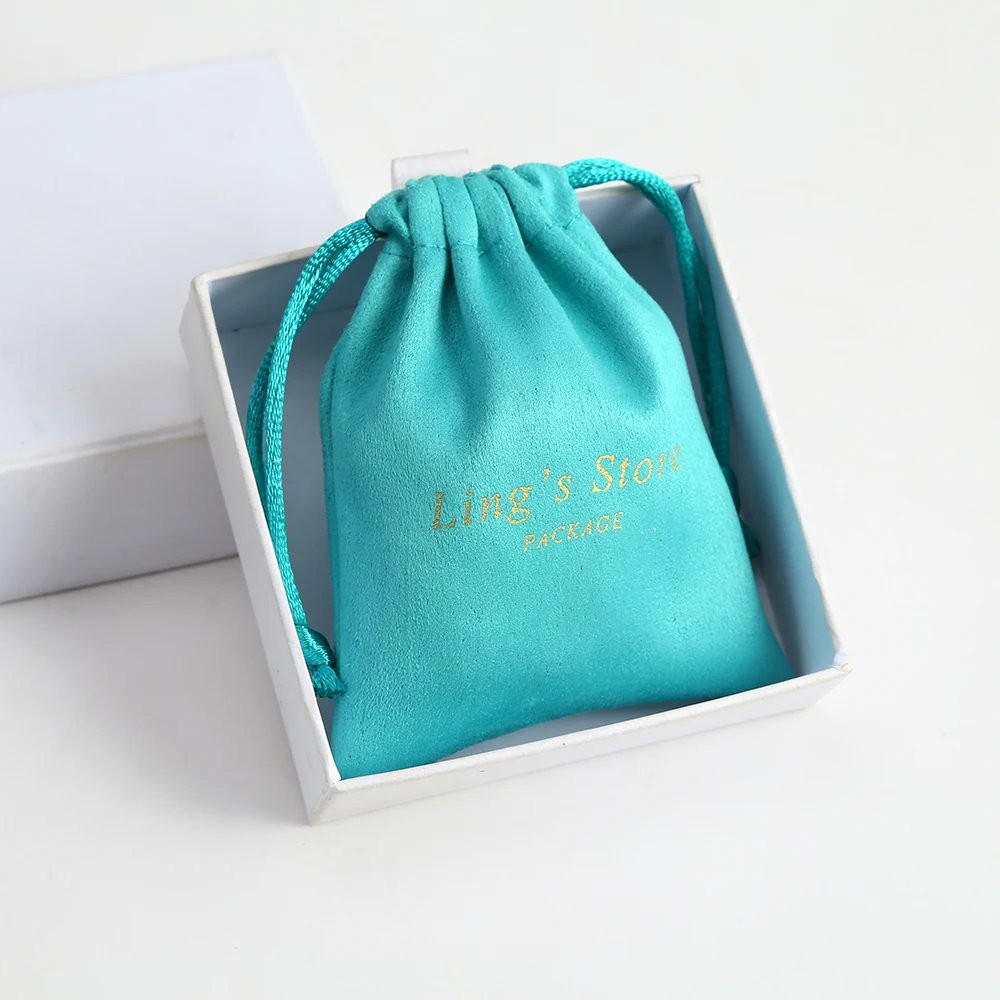 100 Customized Logo Jewelry Packaging Display Velvet Drawstring Pouch Green Gift Bag Chic Wedding Favor Bag Personalized Pouches