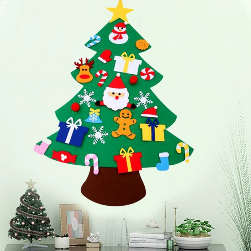 New DIY Felt Christmas Tree New Year Gifts Kids Toys Artificial Tree Wall Hanging Ornaments Christmas Decoration for Home