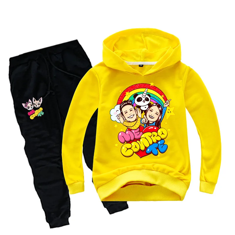yellow 0326 Коллекция года, От 3 до 15 лет, одежда для маленьких мальчиков толстовки с объемным принтом «me contro te» комплект детской одежды, Осенний Топ для маленьких мальчиков и девочек+ штаны, хлопковый свитшот - Цвет: yellow 0326
