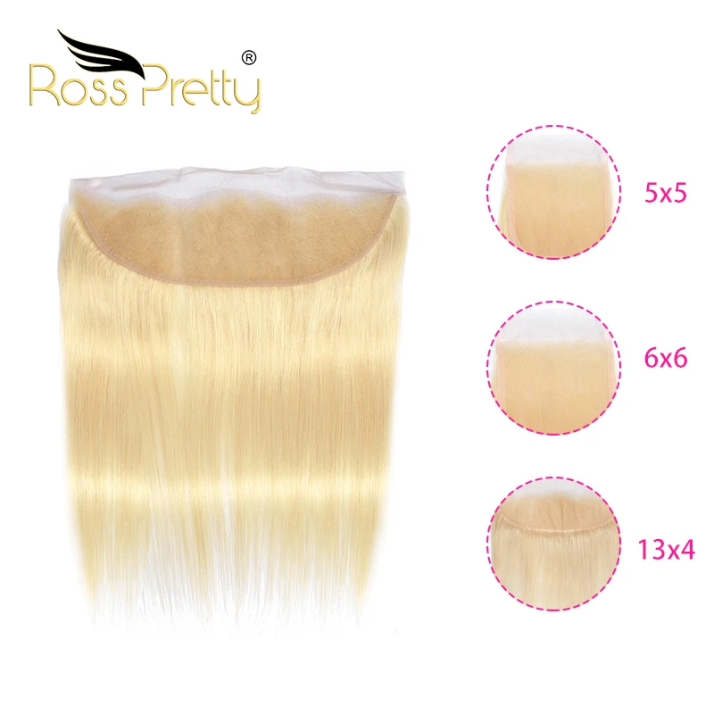

Lace closure 5x5 6x6 13x4 Straight Blonde Pre Plucked Hair 613 Ross Pretty Remy High Ratio Brazilian Human Hair