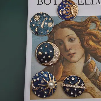 

Sky Blue Star Moon Sun Star Galaxies Badge Pins Starry Sky Planet Brooch Pins