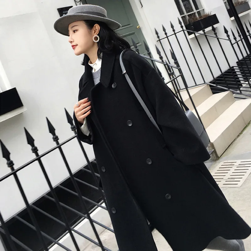 

Woolen Jacket Women's Fall And Winter Clothes 2019 New Style Thick Mid-length Versatile Hong Kong Style Korean-style Popular Woo