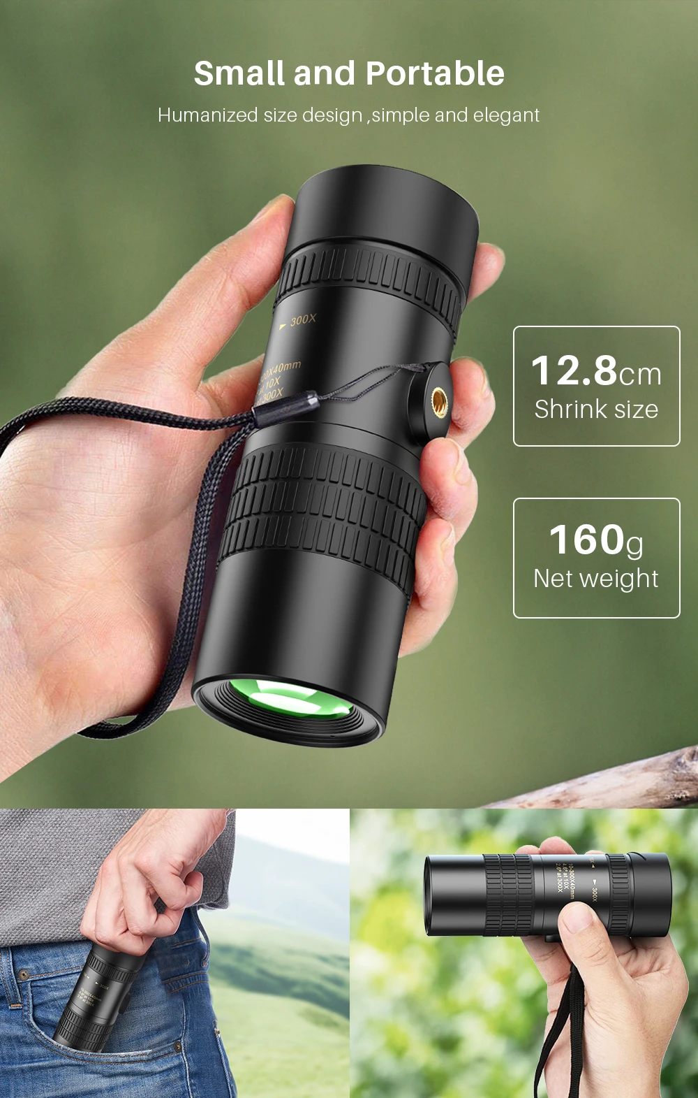 APEXEL HD 10-300X40 Zoom Telephoto lens Monocular Long Range Powerful Foldable Telescope for all Smartphones  Hunting Camping telephoto lens for android phone