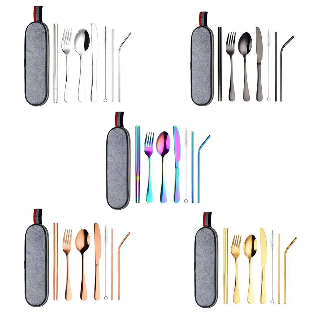 8 шт. столовые приборы из нержавеющей стали ложка серебра разноцветная Радужная