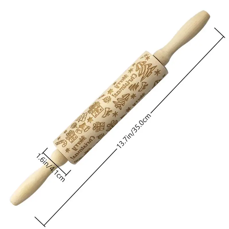 3D Christmas Embossing Rolling Pin Moose Snowflake Pattern Bake Cookie Biscuit Engraved Roller for Home DIY Bakery Cake Shop