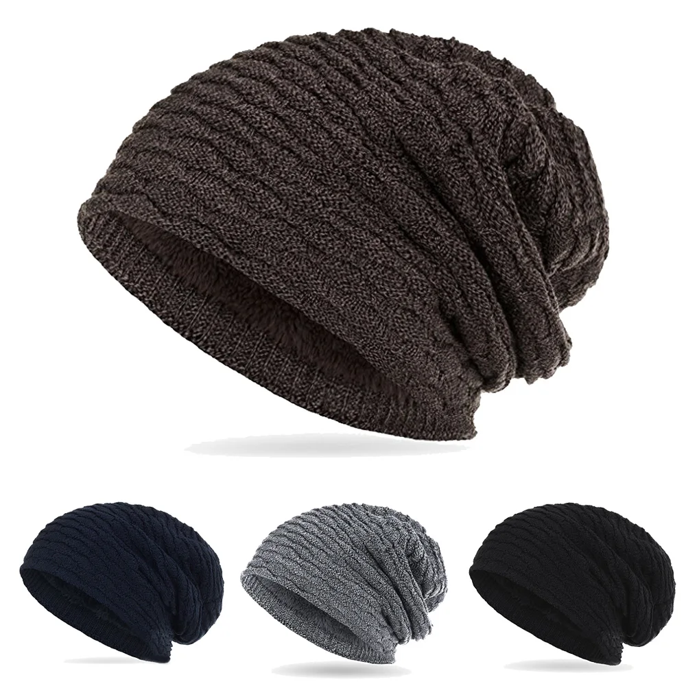 Comfortable Mens Women Knit Baggy Beanie Cap Winter Pleated Slouchy Extra Long Fashion Hat Durable Wool Material