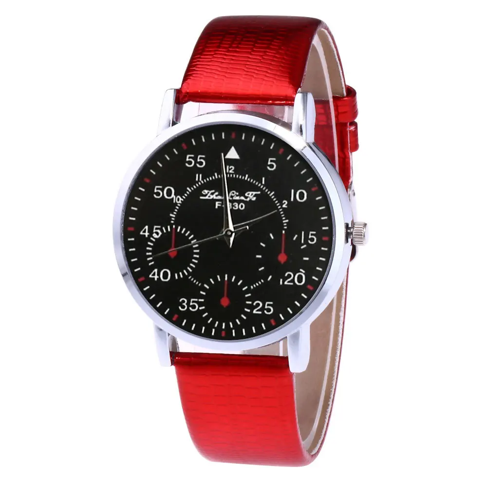 Высококачественные кварцевые часы мужские с кожаным ремешком Корейская версия мужских студенческих часов горячая Распродажа часов Рождественский подарок - Color: Red