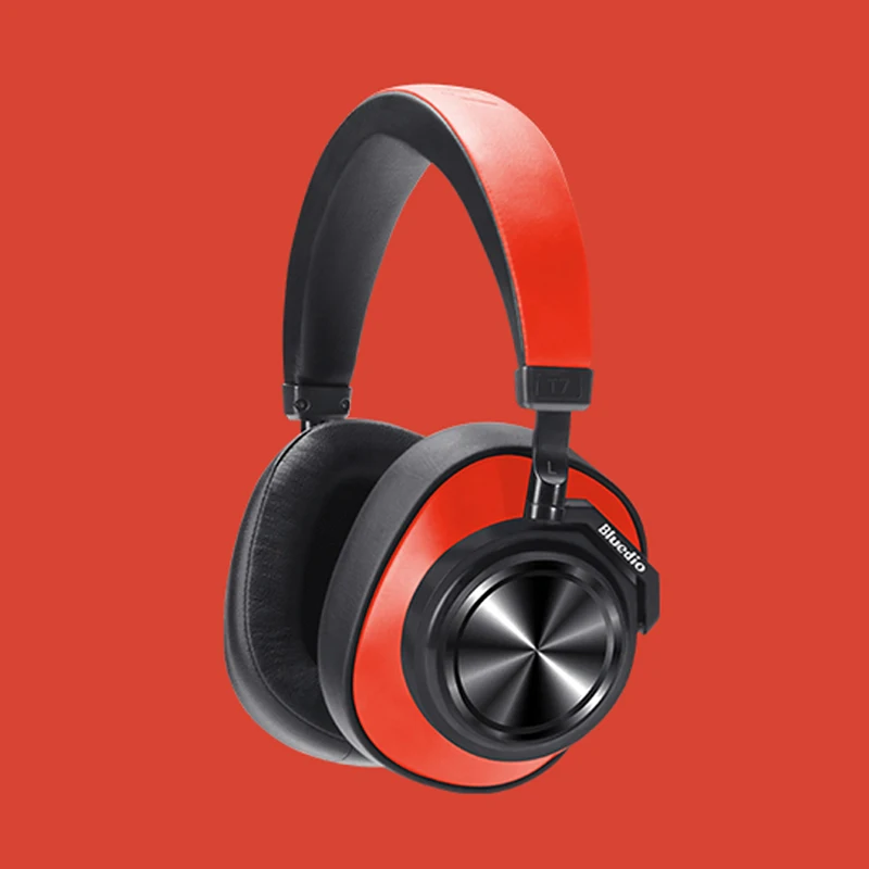 Bluedio T7 Беспроводные Bluetooth 5,0 наушники с активным шумоподавлением стерео интеллектуальная Спортивная гарнитура AI с микрофоном - Цвет: Red