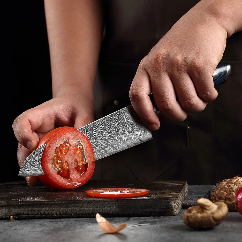 Super Sharp Chef Cleaver Kitchen Japanese Kitchen Knife Household  Three-piece Damascus Steel Slicing Knife - AliExpress