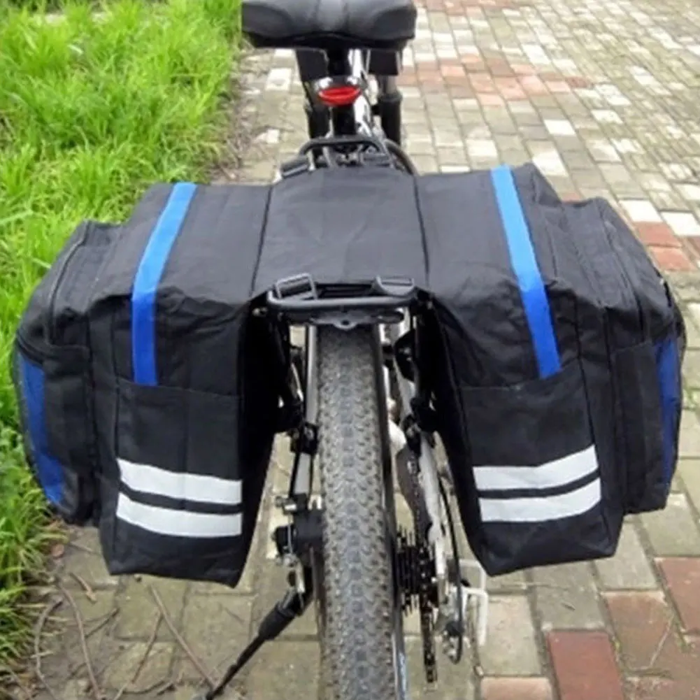 Clearance Carry Luggage Double Pannier Mountain Bicycle Multi Pocket Reflective Strip Durable Portable Trunk Bag Mesh Practical Rear Seat 1
