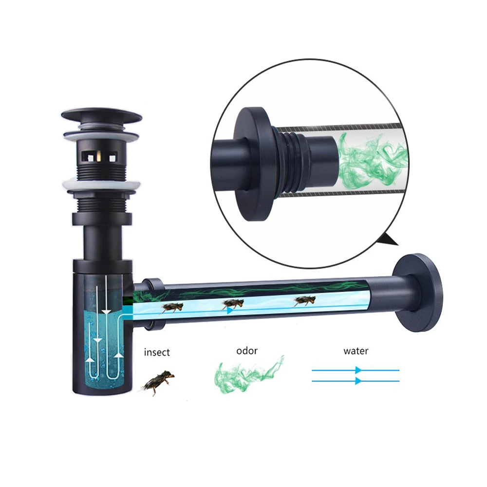Sink Overflow Cover Basin Drain Siphon Bathroom Sink Bottle Trap Modern Pop Up Filter Fixture Stopper Set