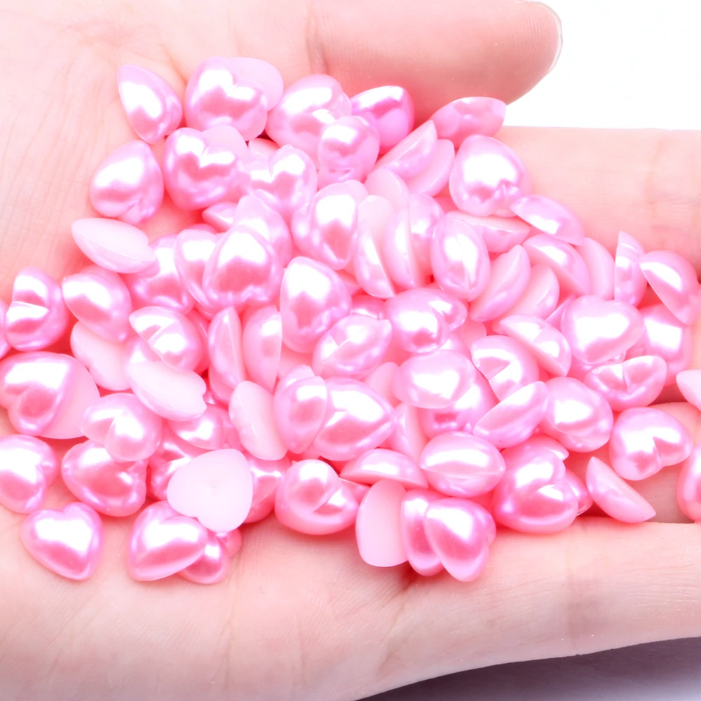 12 мм, 50 шт., жемчужины в форме сердца, жемчужины в форме сердца, жемчужины с плоской задней поверхностью, отлично подходят для свадьбы, украшения дома, скрапбукинга - Цвет: 22 light rose 50