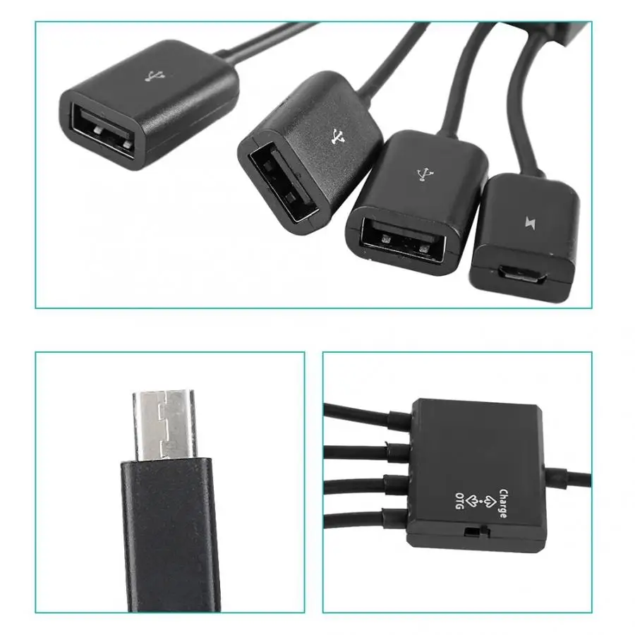Микро usb-хаб OTG кабель для зарядки хост-кабель Шнур кард-ридер адаптер питания зарядный хост-кабель