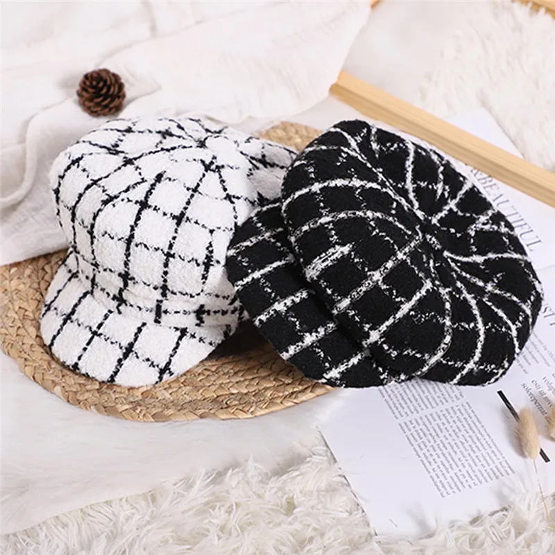 Children's hat Kids Baby Girls Beret New Autumn And Plaid Winter Comfortable Breathable Cap #4j30 (20)