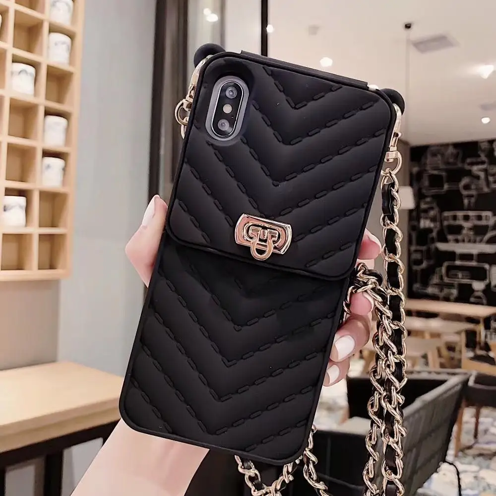 For Iphone 12 Mini 12 Pro Max Xr Crossbody Wallet Case Cover For Iphone 6 7 8 Xs Card Slot Long Shoulder Strap Chain Phone Cover Wallet Cases Aliexpress