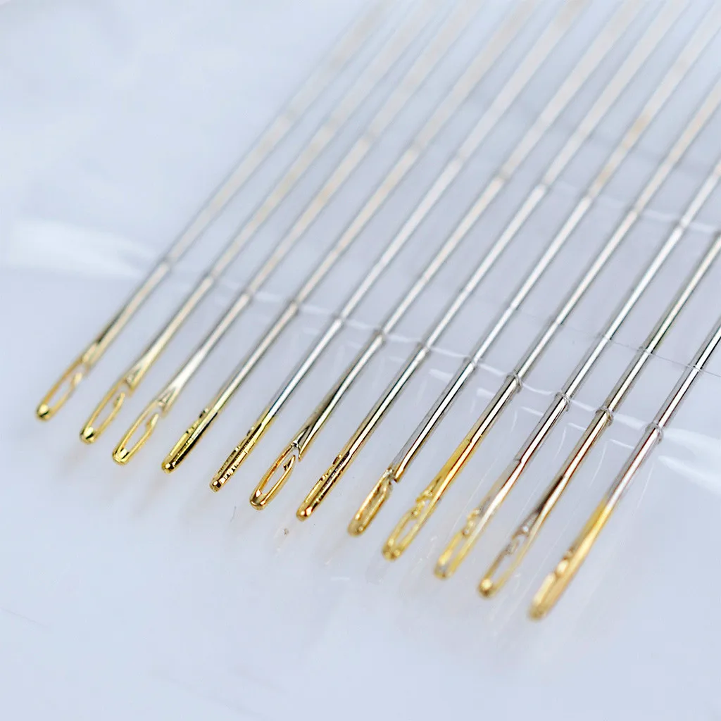 12pc толстый с принтом «большие глаза» Швейные Self-Threading иглы вышивка ручной набор для шитья комплект небольшого размера и изящной работы, швейные иглы, Дропшип#0550