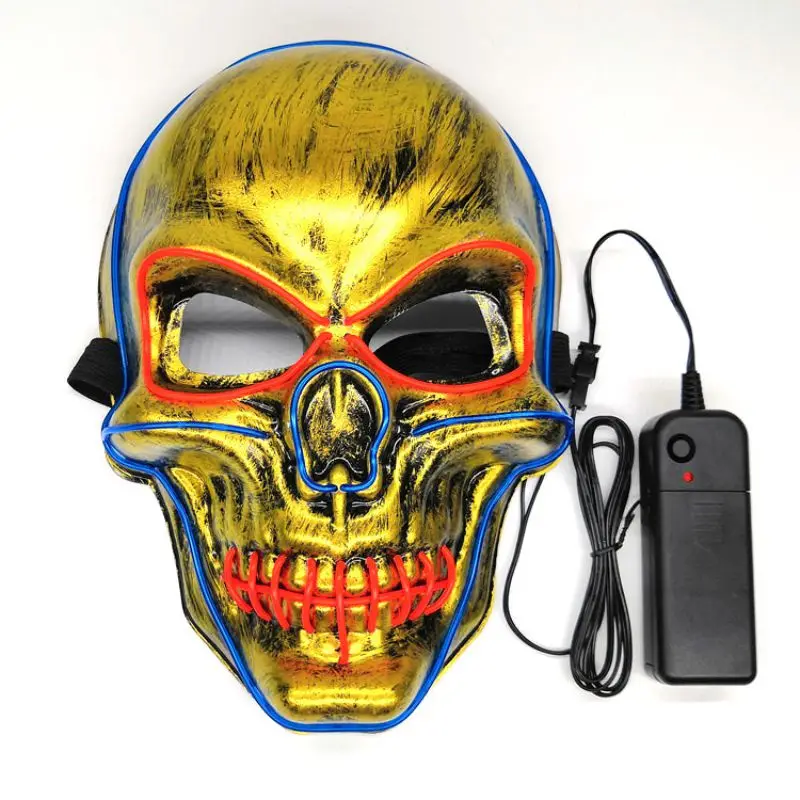 EL Cold Skull Маска на Хэллоуин СВЕТОДИОДНАЯ светящаяся маска для уличного танца маска для призраков бар вечерние представления ужас Ночной свет маска