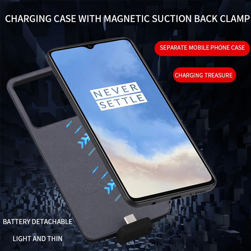 7000 мАч для Oneplus 7T чехол для зарядки батареи умный чехол для телефона+ внешний аккумулятор для Oneplus 7T чехол для батареи