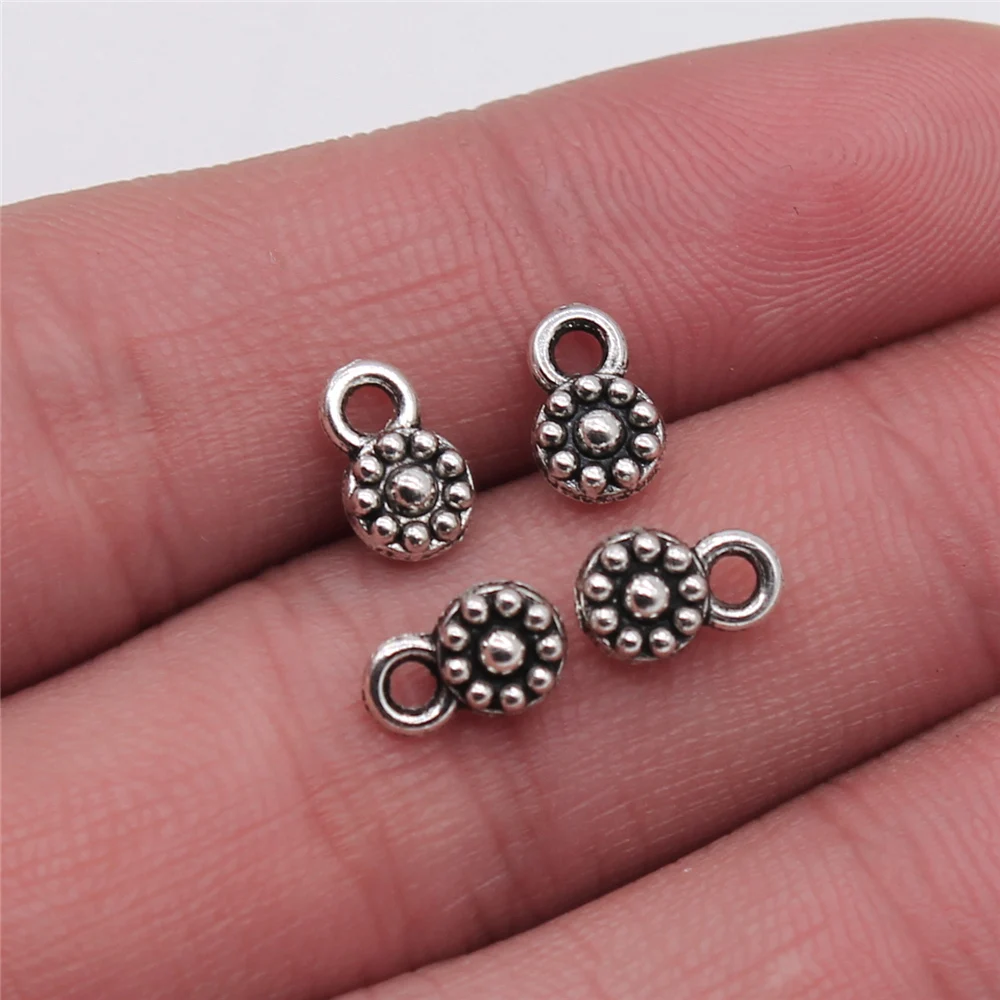 WYSIWYG 40pcs Small Flower Pendant Charms For Jewelry Making 5x9mm Antique Silver Color Jewelry Accessories