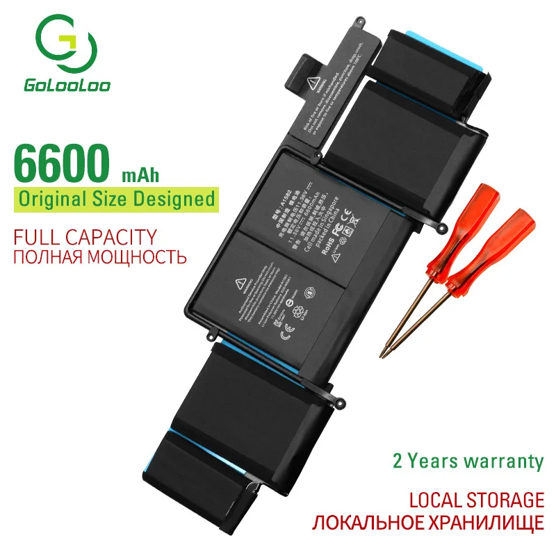 

Golooloo 6600mAh 74.9WH A1582 New Laptop Battery For Apple Macbook Retina A1502 A1582 13Inch 2015 year With Tools 11.36V