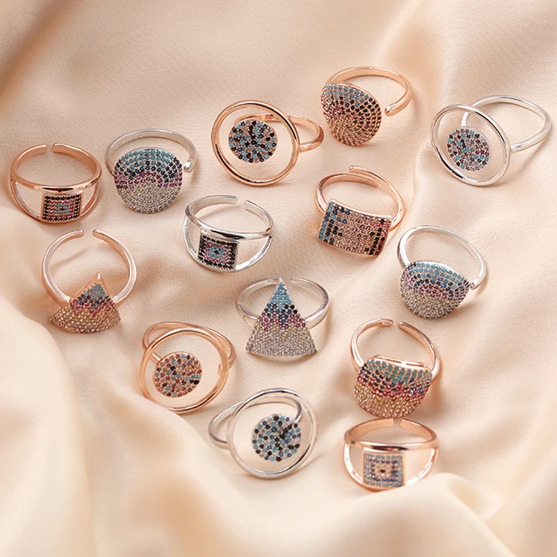 Модные кольца с кубическим цирконием, Кристальное геометрическое кольцо для женщин, Золотое Ювелирное кольцо со стразами, Женские аксессуары, подарок