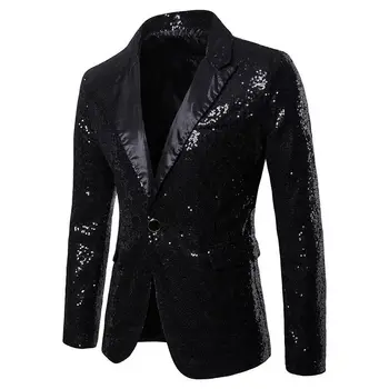 

Fashion Men's Sequined Clubs Party Blazers Dinner Formal Suit Outwear Slim Blazer