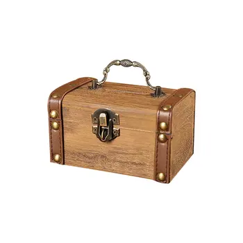 

Household Small Safe Deposit Box Child Little Girl Creative Wooden Piggy Bank Retro Desktop Storage Box