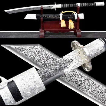 

Long Handle Chinese Qing Dynasty King Saber Knife Sharp 1095 High Carbon Steel KungFu Broadsword Sword WuShu Da Dao