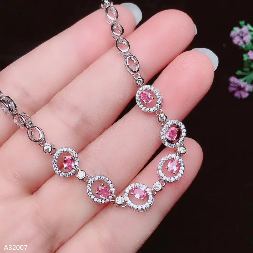 

KJJEAXCMY Fine Jewelry 925 sterling silver natural pink sapphire women's bracelet fashion new arrival support recheck