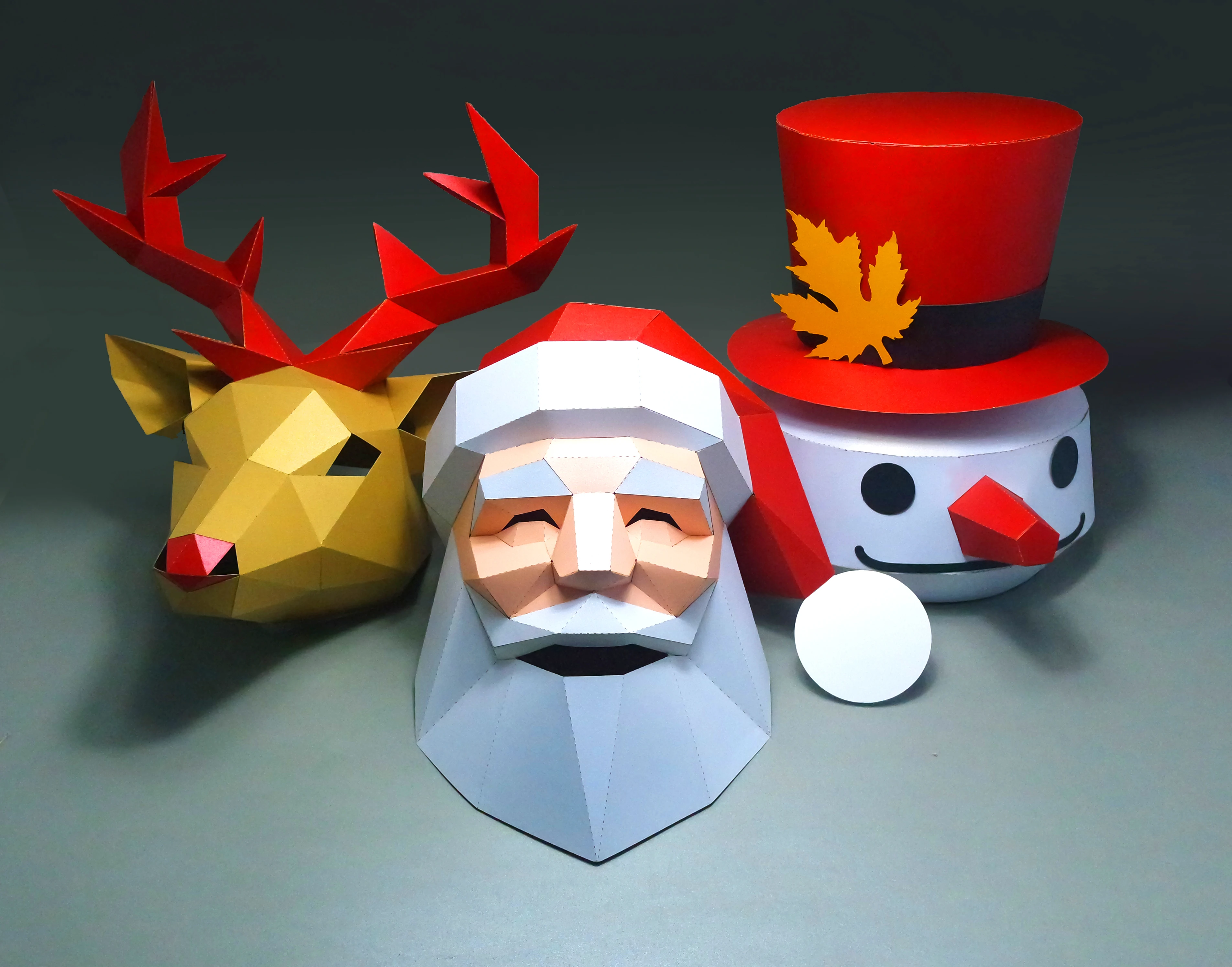3D Paper Mask Snowman Costume Cosplay DIY Paper Craft Model Mask Christmas Halloween Prom Party Gift 5