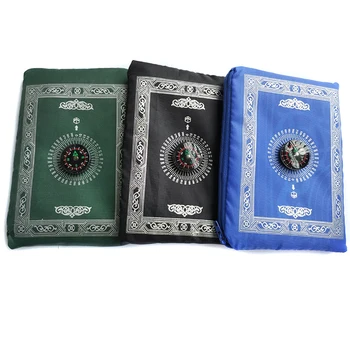

Muslim Portable Prayer Mat with Compass 100*60cm 100% Polyester waterproof Islamic Pocket Praying Qibla Rug