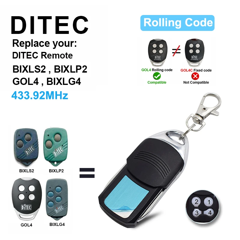 Пульт дистанционного управления с подвижным кодом DITEC для GOL4 BIXLP2 BIXLS2 BIXLG4